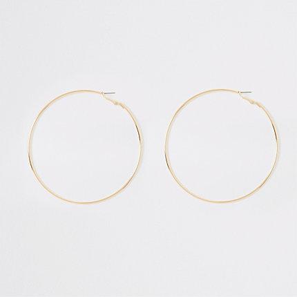 River Island Womens Gold Colour Large Hoop Earrings