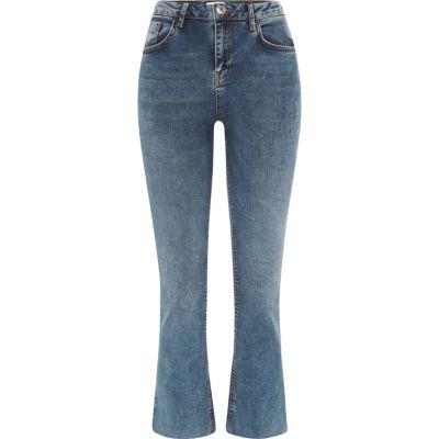 River Island Womens Denim Cropped Flare Jeans