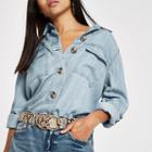 River Island Womens Petite Button Front Denim Shacket