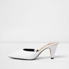 River Island Womens White Pointed Cone Heel Mules
