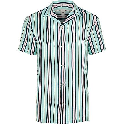 River Island Mens Pastel Stripe Short Sleeve Shirt