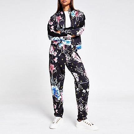 River Island Womens Floral Diamante Zip Through Jacket