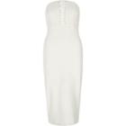 River Island Womens White Bandeau Lace-up Bodycon Dress
