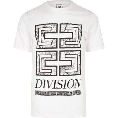 River Island Mens White 'division' Print Slim Fit T-shirt