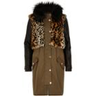 River Island Womens Faux Fur Leather-look Parka Jacket