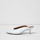 River Island Womens White Pointed High Vamp Kitten Heel Mules