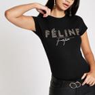River Island Womens 'feline Festive' Fitted T-shirt