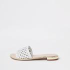 River Island Womens White Leather Open Toe Mules