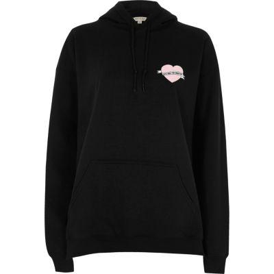 River Island Womens Heart Print Large Text Hoodie