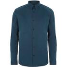 River Island Mens Blue Long Sleeve Muscle Fit Shirt