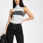 River Island Womens Blocked Half Zip Knitted Top