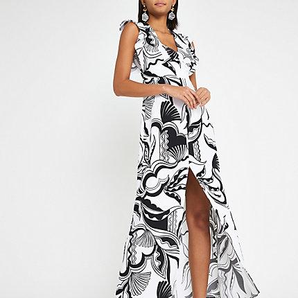 River Island Womens Print Split Hem Dress