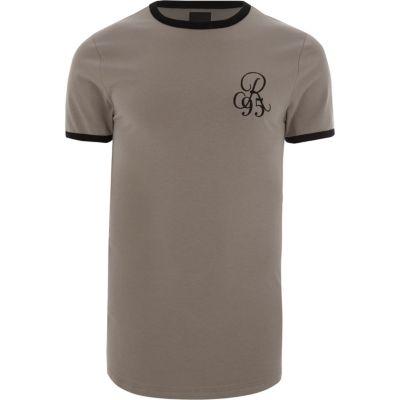 River Island Mens Embroidered Muscle Fit T-shirt