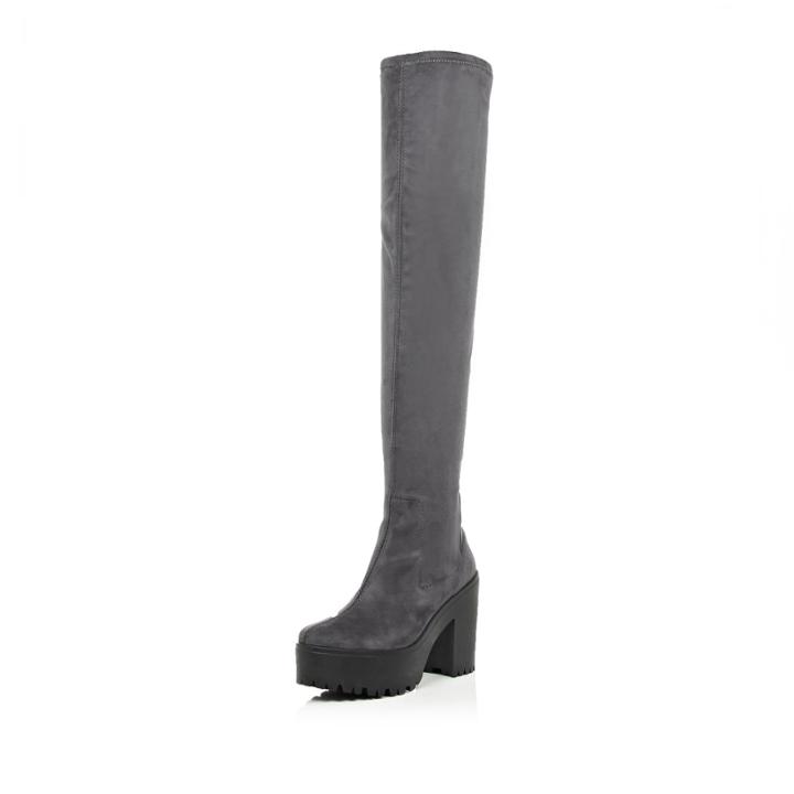 River Island Womens Wide Fit Platform Over The Knee Boots
