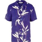 River Island Mens Leaf Print Revere Short Sleeve Shirt