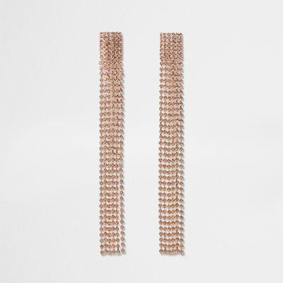 River Island Womens Rose Gold Tone Multi Strand Dangle Earrings