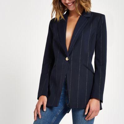 River Island Womens Stripe Fitted Twist Back Blazer