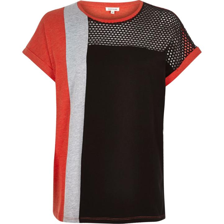 River Island Womens Mesh Color Block T-shirt