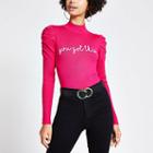 River Island Womens 'you Got This' Puff Sleeve Knit Jumper