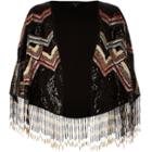 River Island Womens Heavily Embellished Tassel Cape