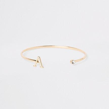 River Island Womens Gold Plated 'a' Initial Cuff Bracelet