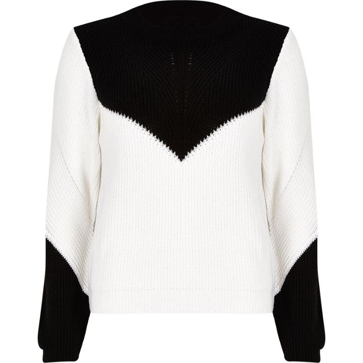 River Island Womens White Knitted Zip Back Jumper