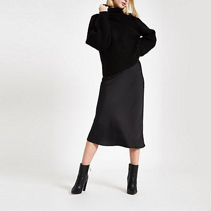 River Island Womens Bias Satin Midi Skirt