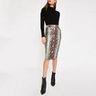 River Island Womens Faux Leather Snake Print Pencil Skirt