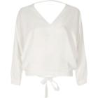 River Island Womens White Satin Tie Back Top