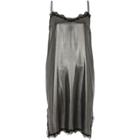 River Island Womens Silver Metallic Lace Trim Midi Slip Dress