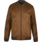 River Island Menslight Faux Suede Bomber Jacket