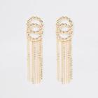 River Island Womens Gold Color Twist Tassel Drop Earrings