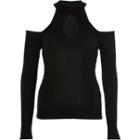 River Island Womens Cold Shoulder Ribbed Turtle Neck Top