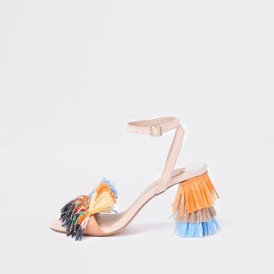 River Island Womens Raffia Block Heel Sandals