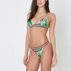 River Island Womens Floral Stitch Trim Triangle Bikini Top