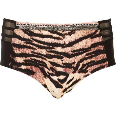 River Island Womens Plus Tiger Print Bikini Bottoms