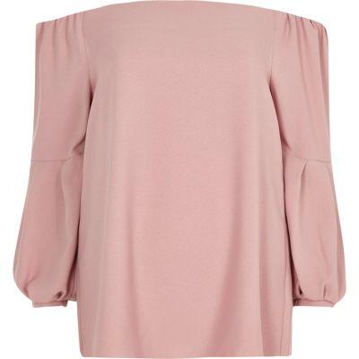 River Island Womens Bardot Balloon Long Sleeve Top