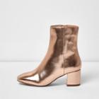 River Island Womens Rose Gold Block Heel Ankle Boot