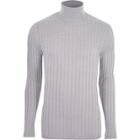 River Island Mens Roll Neck Cable Knit Muscle Fit Jumper