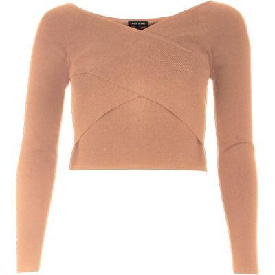River Island Womens Nude Bardot Wrap Crop Top