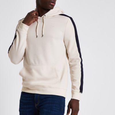 River Island Mens Slim Fit Tape Sleeve Hoodie