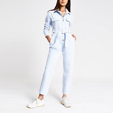 River Island Womens Denim Utility Jumpsuit
