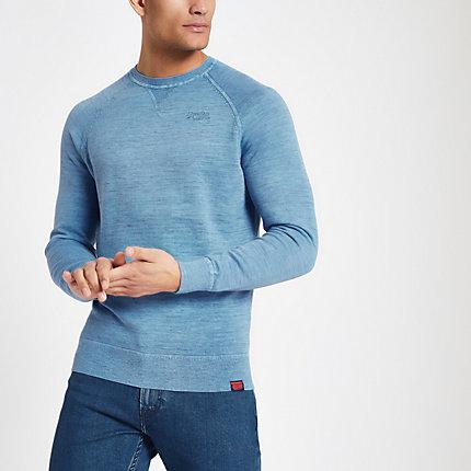 River Island Mens Superdry Knit Crew Neck Sweatshirt