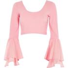 River Island Womens Double Bell Sleeve Crop Top