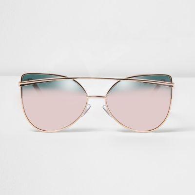 River Island Womens Rose Gold Tone Mirror Sunglasses