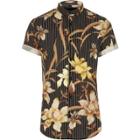 River Island Mens Floral Stripe Print Slim Fit Shirt