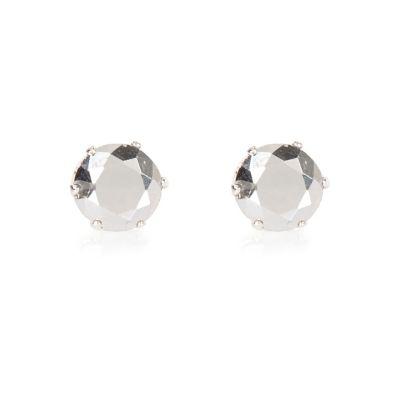 River Island Womens White Silver Tone Crown Stud Earrings