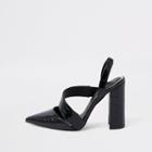 River Island Womens Croc Asymmetric Block Heel Court Shoes