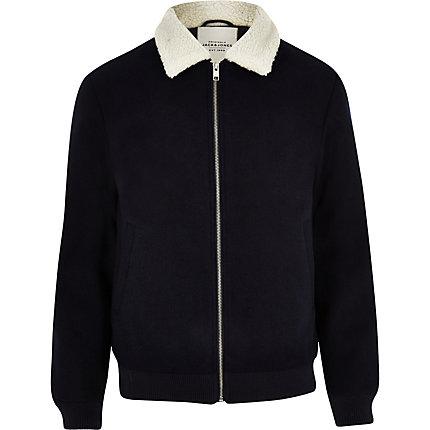 River Island Mens Jack And Jones Borg Lined Bomber Jacket