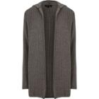 River Island Mensgrey Twisted Rib Hooded Cardigan